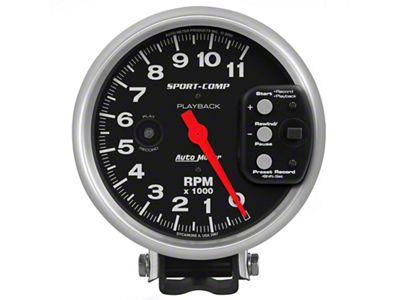 Auto Meter Sport-Comp Tachometer 5in 11K RPM Pedestal with RPM playback - 3967