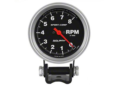 Auto Meter Standard 2-5/8in 8; 000 RPM Pedestal Mount Tachometer Sport Comp - 3708