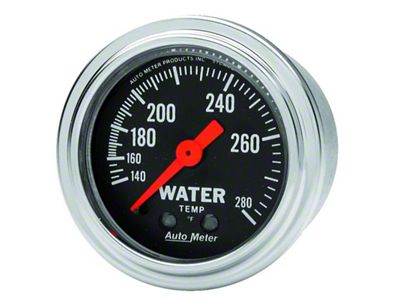 Auto Meter Traditional Chrome Series 2-1/16-Inch Water Temperature Gauge; 140-280 Fahrenheit; Mechanical (Universal; Some Adaptation May Be Required)