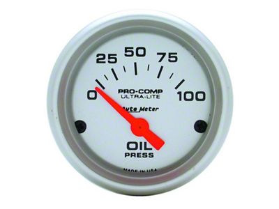 Auto Meter Ultra-Lite Series 2-1/16-Inch Oil Pressure Gauge; 0-100 PSI (Universal; Some Adaptation May Be Required)
