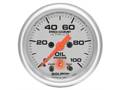 Auto Meter Ultralite 52mm 0-100 PSI F/S Electronic Oil Pressure w/ - 4352