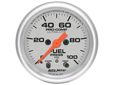 Auto Meter Ultra-Lite 52mm 0-100 PSI Fuel Pressure w/ Peak Memory - 4371