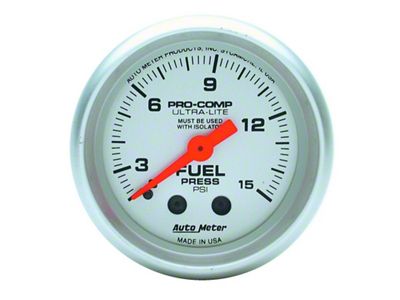 Auto Meter Ultra-Lite 52mm 0-15 PSI Mechanical Fuel Pressure Gauge - 4311