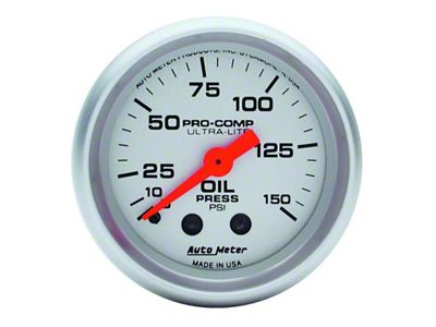 Auto Meter Ultra-Lite Series 2-1/16-Inch Oil Pressure Gauge; 0-100 PSI; Mechanical (Universal; Some Adaptation May Be Required)