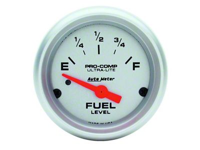 Auto Meter Ultra-Lite Series 2-1/16-Inch Fuel Level Gauge; 0 ohm Empty to 90 ohm Full (Universal; Some Adaptation May Be Required)