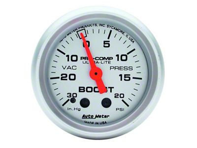 Auto Meter Ultra-Lite 52mm 20 PSI Mechanical Boost Gauge - 4301