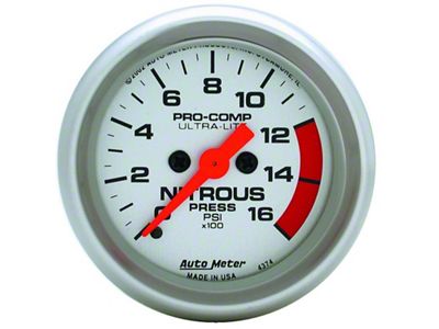 Auto Meter 52mm FSE 0-1600 PSI Nitrous Pressure Gauge - 4374