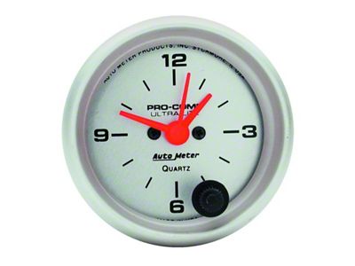 Auto Meter Ultra-Lite Series 2-1/16-Inch 12-Hour Clock (Universal; Some Adaptation May Be Required)