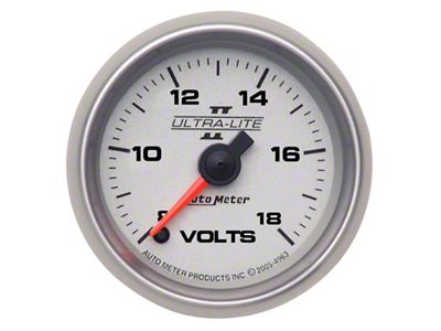 Auto Meter Ultralite II 52mm 18 Volt Digital Stepper Motor Voltmeter - 4991
