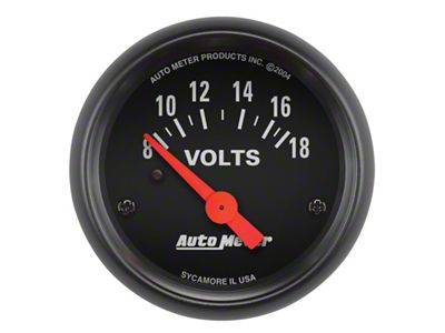 Auto Meter Z-Series 52mm 8-18 Volts Volmeter Gauge - 2645