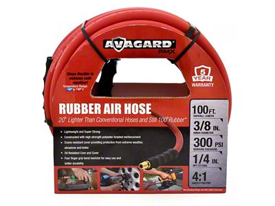 Avagard Rubber Air Hose Assembly; 3/8-Inch x 100-Foot