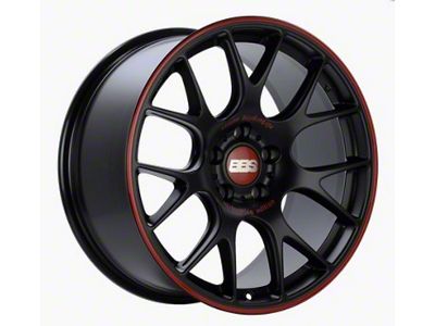 BBS CH-R Satin Black with Red Lip Wheel; 18x8.5; 47mm Offset; 5x112mm Bolt Pattern; 82mm Hub Bore