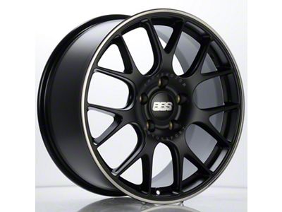 BBS CH-R Satin Black with Polished Rim Protector Wheel; 19x8.5; 51mm Offset; 5x130mm Bolt Pattern; 71.60mm Hub Bore
