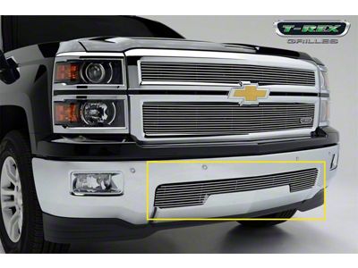 T-REX Grilles Billet Series Bumper Grille; Horizontal; Aluminum; Polished; 1 Pc; Overlay; - 25117