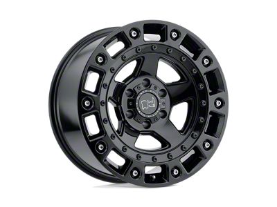 Black Rhino Cinco Gloss Black with Stainless Bolt Wheel; 17x9.5; 0mm Offset; 5x139.7mm Bolt Pattern; 78.10mm Hub Bore