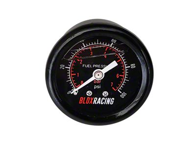 BLOX Racing Liquid-Filled Fuel Pressure Gauge 0-100psi Black Face - 00125-BK