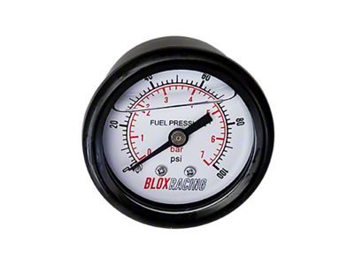BLOX Racing Liquid-Filled Fuel Pressure Gauge 0-100psi White Face - 00125-WH