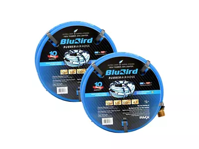 BluBird 1/2-Inch Male-NPT Rubber Air Hose; 1/2-Inch x 10-Foot; 2-Pack