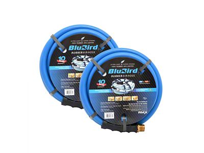 BluBird 1/2-Inch Male-NPT Rubber Air Hose; 1/2-Inch x 15-Foot; 2-Pack