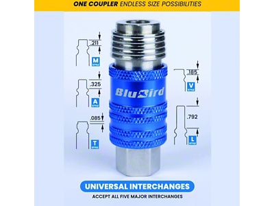 BluBird 5-in-1 Coupler with 1/4-Inch Female Thread