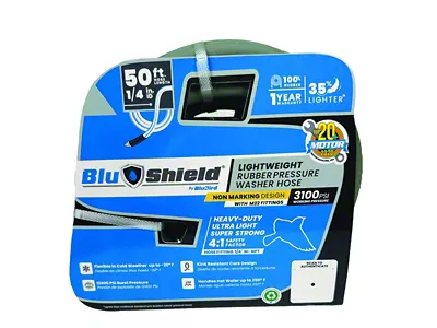 BluShield Rubber Pressure Washer Hose with M22 Fittings; 1/4-Inch x 50-Foot