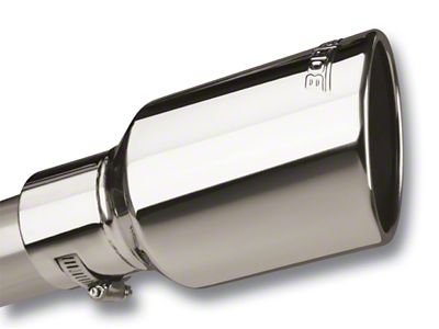 Borla Universal Polished Tip Single Round Rolled Angle-Cut w/Clamp inlet - 20156