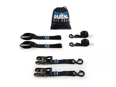 Borne Off-Road Heavy-Duty Ratchet Tie-Down Kit; 2-Pack; Blue