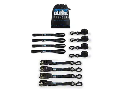 Borne Off-Road Medium-Duty Ratchet Tie-Down Kit; 4-Pack; Black