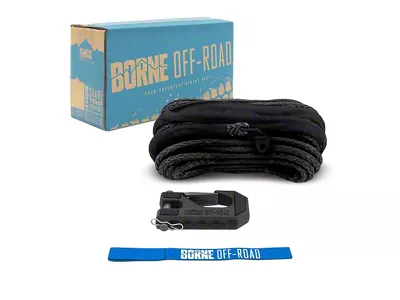 Borne Off-Road Synthetic Winch Rope with Hook and Tether; Red