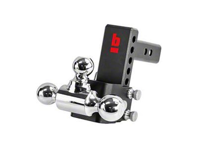 bROK 2-Inch Receiver Adjustable Hitch with Rotating Tri-Ball Mount; 5-Inch Drop (Universal; Some Adaptation May Be Required)