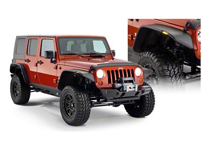 Bushwacker 07-18 Jeep Wrangler Unlimited Flat Style Flares 4pc 4-Door - 10918-07