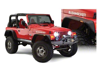 Bushwacker 97-06 Jeep Wrangler Flat Style Flares 4pc - Black - 10920-07