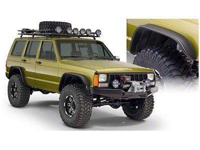 Bushwacker 84-01 Jeep Cherokee Flat Style Flares 4pc - Black - 10922-07