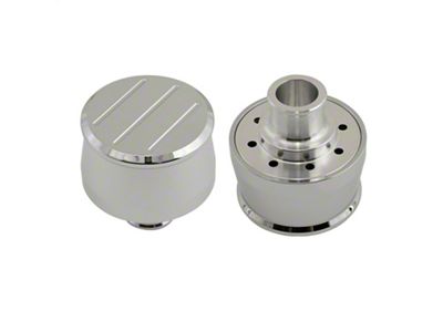 Mr. Gasket Chrome Aluminum Breather; Push-In; Ball Milled; - 9116G