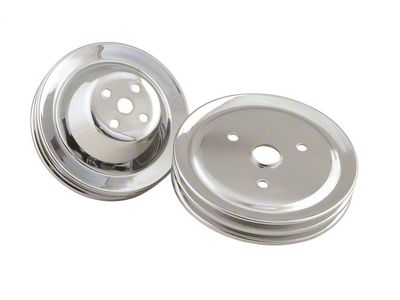 Mr. Gasket Chrome Plated Pulley Set; Double Upper And Lower; Short Water Pump; - 4961