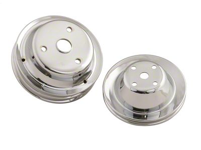 Mr. Gasket Chrome Plated Pulley Set; Single Upper; Double Lower; Long Water Pump; - 4962