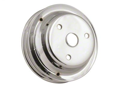Mr. Gasket Chrome Plated Steel Crankshaft Pulley; Double Groove; Long Water Pump; - 4977