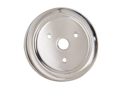 Mr. Gasket Chrome Plated Steel Crankshaft Pulley; Double Groove; Short Water Pump; - 4973