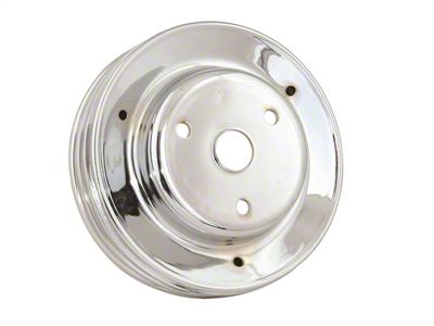 Mr. Gasket Chrome Plated Steel Crankshaft Pulley; Triple Groove; Long Water Pump; - 4978