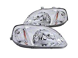 Crystal Headlights; Chrome Housing; Clear Lens (99-00 Civic)