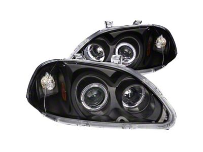 Anzo USA 1996-1998 Honda Civic Projector Headlights w/ Halo Black - 121068