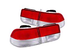 OEM Style Tail Lights; Chrome Housing; Red/Clear Lens (96-00 Civic)