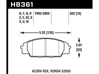 Hawk Performance 06+ Civic Si Performance Ceramic Street Front Brake Pads - HB361Z.622