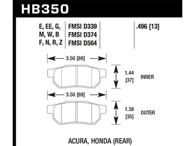 Hawk Performance 90-01 Acura Integra excl Type R / 98-00 Civic - HB350G.496