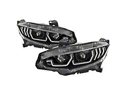 Spyder Auto Signature Series LED Sequential Turn Signal Projector Headlights; Black Housing; Clear Lens (16-20 Civic)