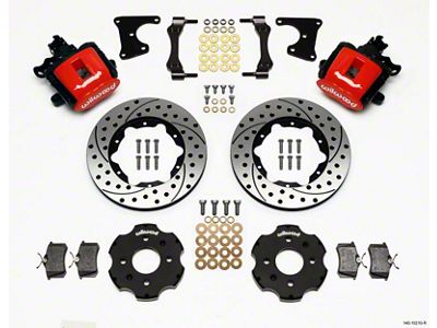 Wilwood Combination Parking Brake Rear Kit 11.00in Drilled Red Civic - 140-10210-DR