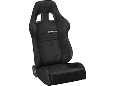 Corbeau A4 Racing Seats with Seat Heater and Inflatable Lumbar; Black Suede; Pair (Universal; Some Adaptation May Be Required)