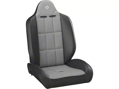 Corbeau Baja RS Suspension Seats with Seat Heater and Inflatable Lumbar; Black Vinyl/Grey Cloth; Pair (Universal; Some Adaptation May Be Required)