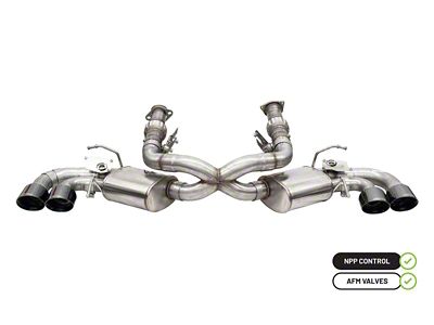 Corsa Performance 2020-24 Corvette C8 3in Valved Cat-Back 4.5in Blk Quad - 21100BLK