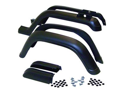 Crown Automotive Jeep Replacement Fender Flare Kit, Left and Right, Front & Rear, Black Textured - 5AHK6